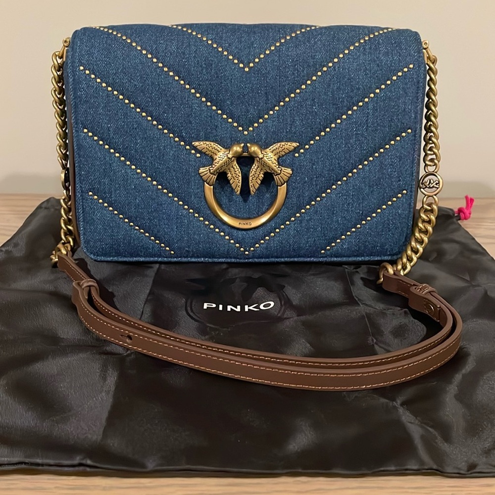 Pinko denim flap bag